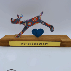 Fathers Day Jumping Heart dog in Black Jazzy glass