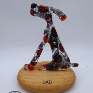 Fathers day small sitting dog in Red and Black glass