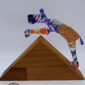 A-Frame dog in Bold and Blue glass