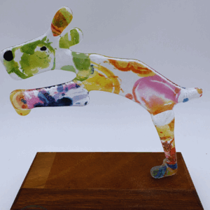 Small jumping dog in Bubbles glass